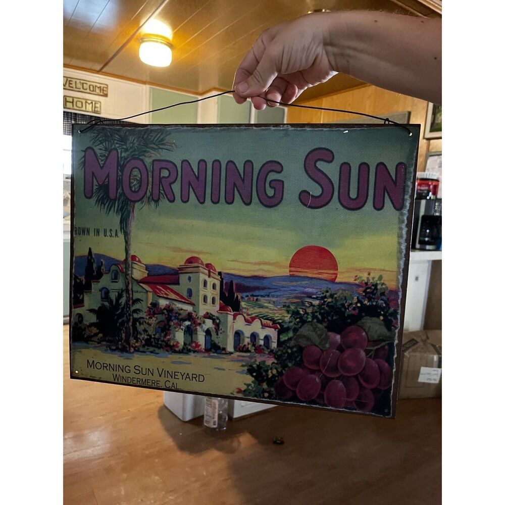 vintage style reproduction sign 30s "Morning Sun" San Fernando california missio